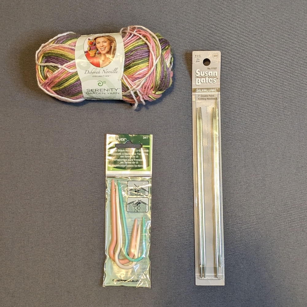 Knitting bundle of 3, Yarn, Cable Stitch, Needles